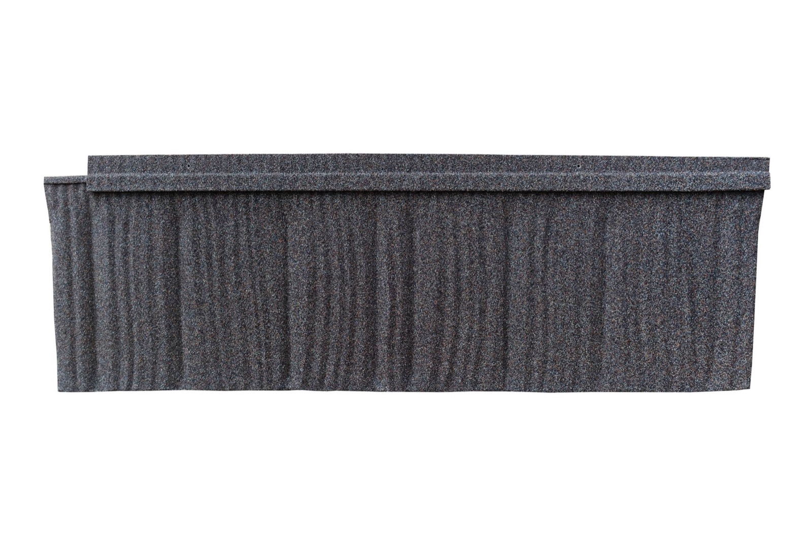 A WeatherLok stone-coated steel shake panel, whole, with numbered markers on its parts