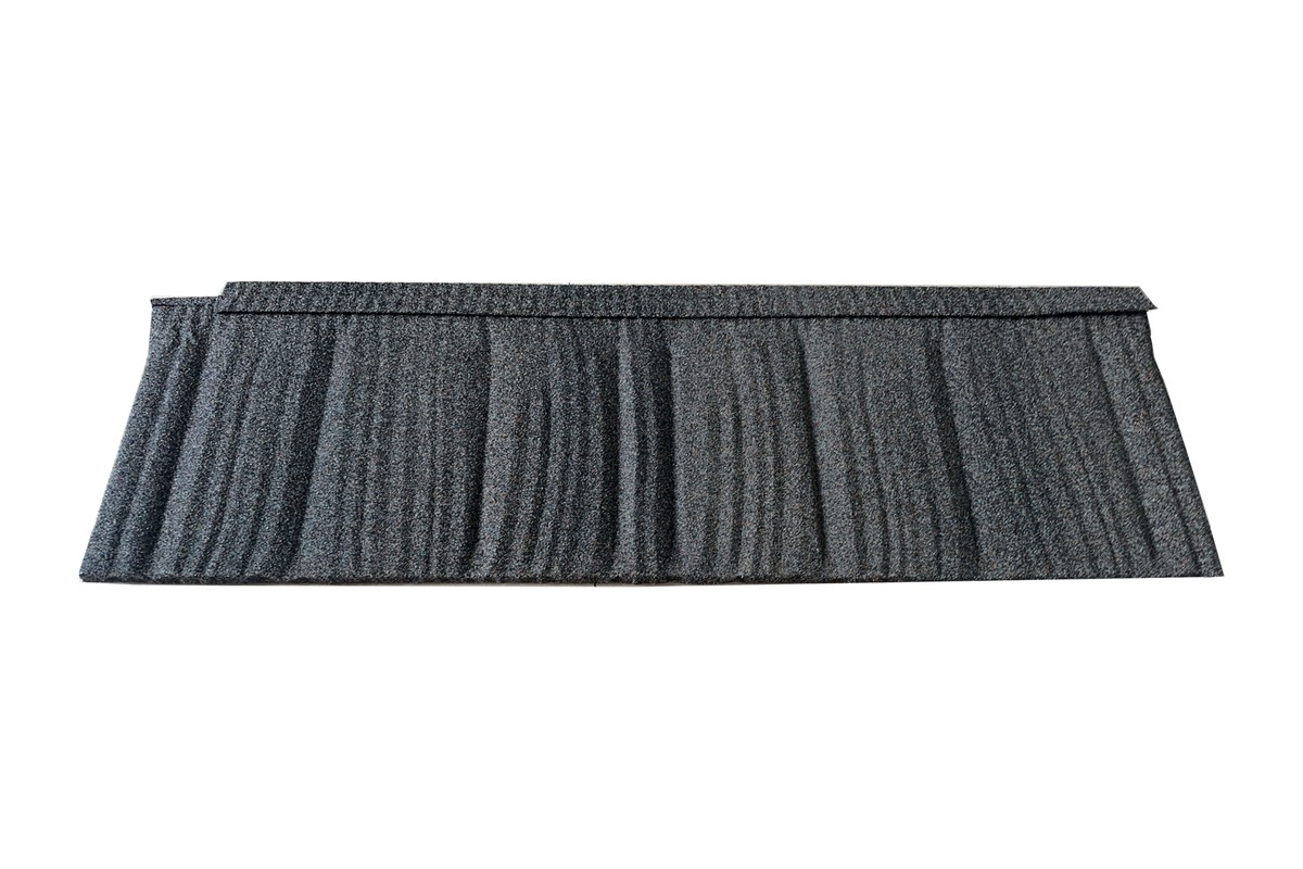 A WeatherLok Weatherwood Shake panel, stone-coated steel with hand-split woodgrain