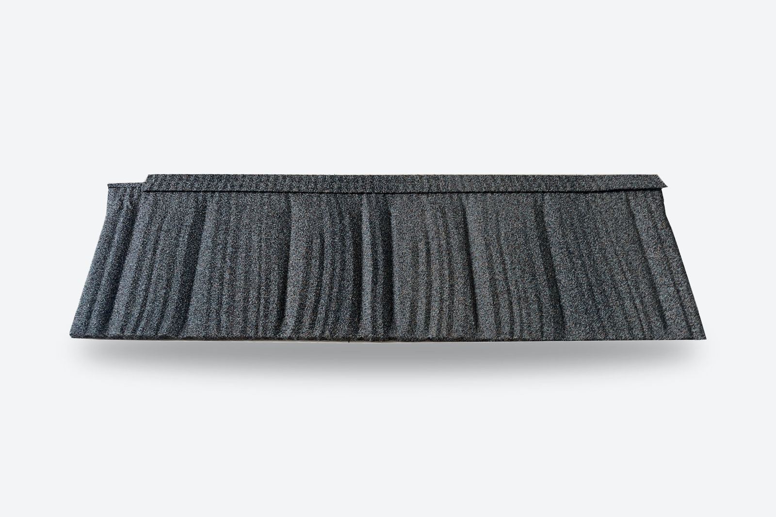 A WeatherLok Weatherwood Shake panel, stone-coated steel with hand-split woodgrain