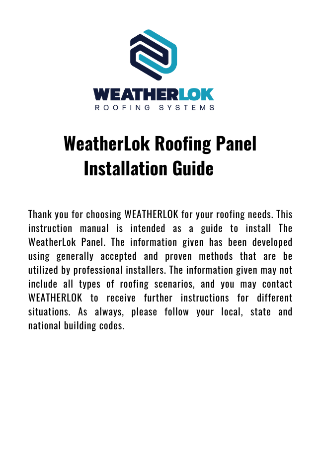 WeatherLok  Stone Coated Interlocking Shake Roofing Panel Installation Manual